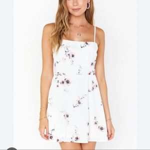 SMYM Lauren Tie Mini Dress in White Floral